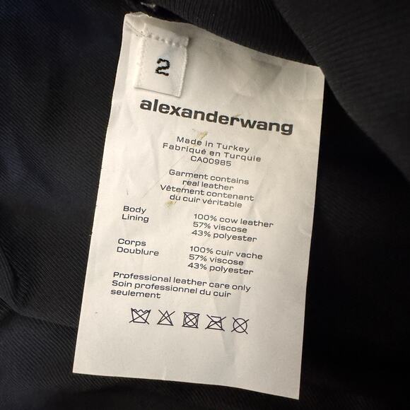 Alexander Wang Black Leather Bootcut Pants Back Patch Size 2 Minimalist NWT - Picture 12 of 12